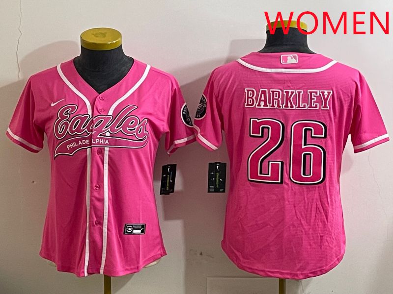 Women Philadelphia Eagles #26 Barkley Pink Jointly Name 2025 Nike Limited NFL Jersey style 7